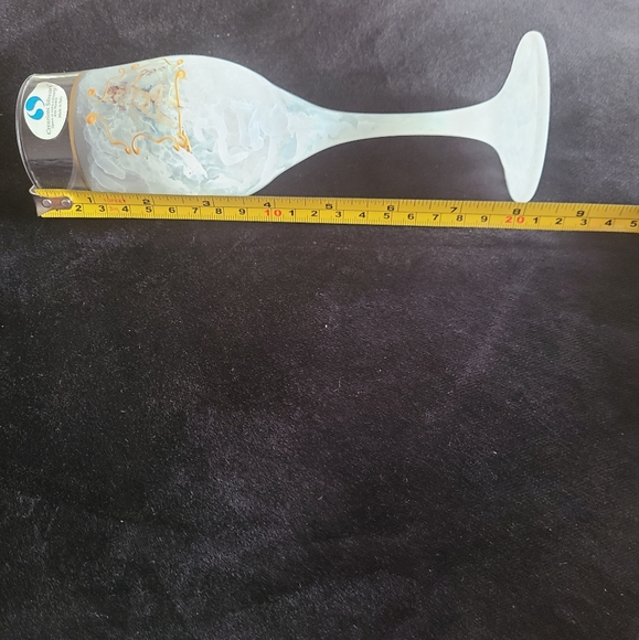 Arte Murano Art Glass Champagne Flute Cherub design Frosted Multi Colored Glass - Picture 4 of 4